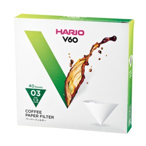 Hario V60 kaffe papir filter, 3 kops 40 stk, bleget