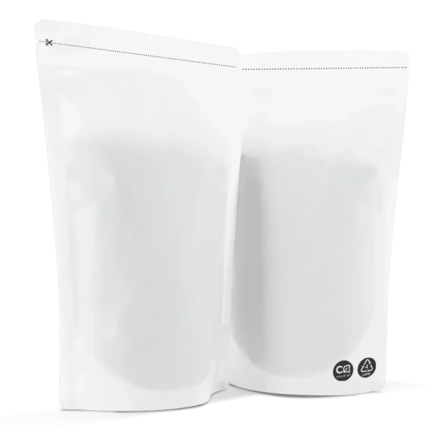 hvide matte med genluk 150 gr, monoplast, 100 % recycable