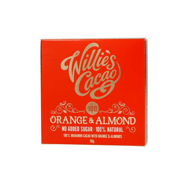 Willie's Cacao - Sukkerfri Orange og mandel 50 gr