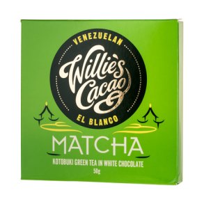 Willie's Cacao - Kotobuki grn tee i hvid chokolade 50 gr