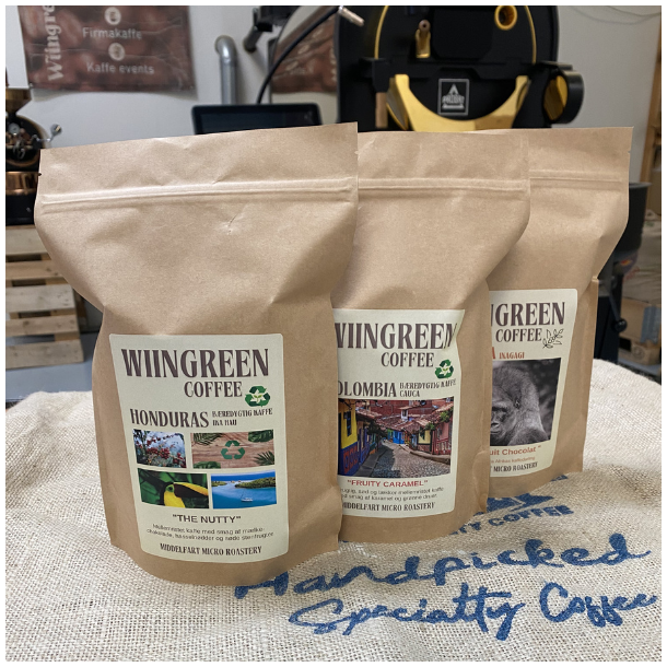 3 x 500 gr friskristet kaffe. Good Vibes og blends. 