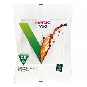 Hario V60 kaffe papir filter, bleget, 3 kops 100 stk