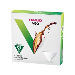 Hario V60 kaffe papir filter, 1 kops, 40  stk, bleget, VCF-01-40W
