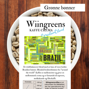 Brasilien Blend Kaffe Crema, Grnne r bnner, 1000 gr