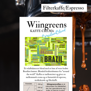 Wiingreens Brasilien Blend, Kaffe Crem, Friskristet kaffe.