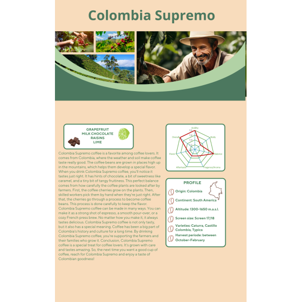 10 kg Colombia washed Arabica Supremo PRESALE