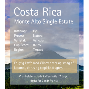 125 gr Costa Rica Monte Alto VMA, Single Estate, Winey, Friskristet kaffe