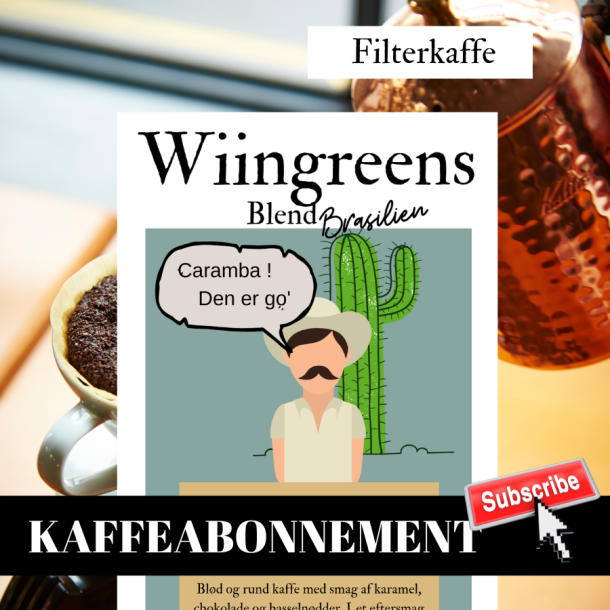 Kaffeabonnement Wiingreens Brasilien Blend. Friskristet kaffe, hele bnner, 900 gr