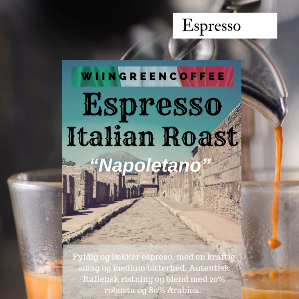 Espresso  "Napoletano"  Italian roast. Friskristet kaffe. 