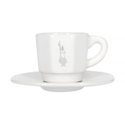 Bialetti - 4 stk espressokopper og undertallerkner, hvid