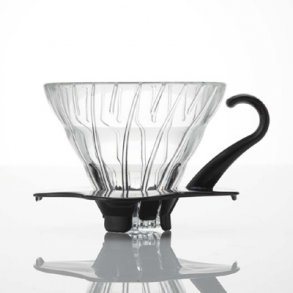 Hario V60 filterholder i glas m/sort hank 1 kops VDG-01B