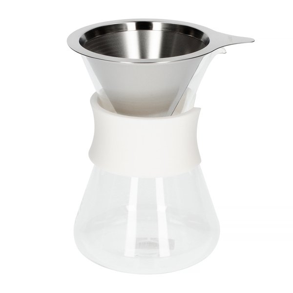 Hario Glass Coffee Maker hvid og mesh filter Chemex og V60 Pour