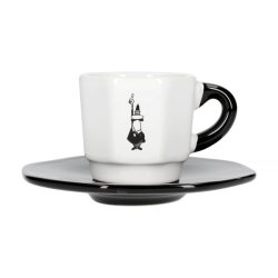 Bialetti - 4 stk espressokopper og undertallerkner, sort &amp; hvid