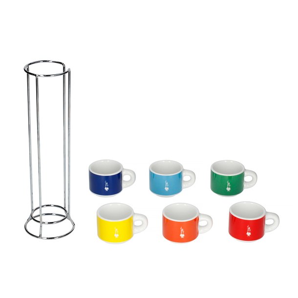 Bialetti color - 6 farvede kopper i stander